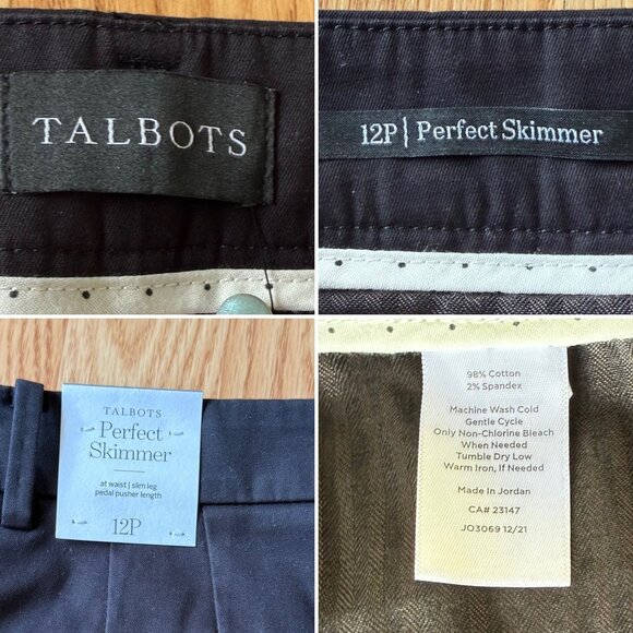 Talbots Perfect Skimmer Pedal Pusher Crop Pants Petite Size 12P Black Casual - Picture 3 of 11
